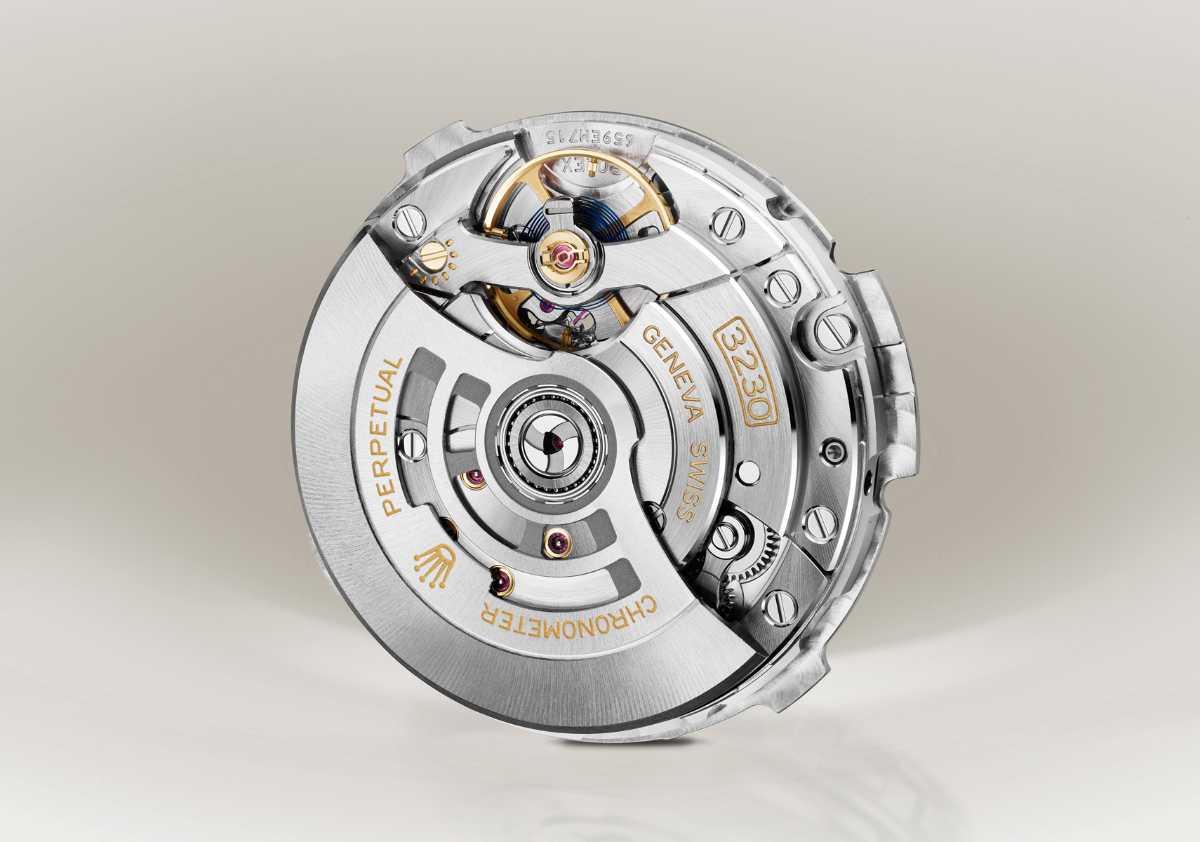 Inside workings of Rolex Oyster Perpetual watch