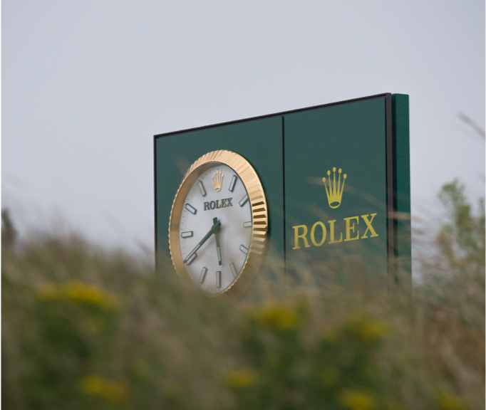 Rolex clock on golf course