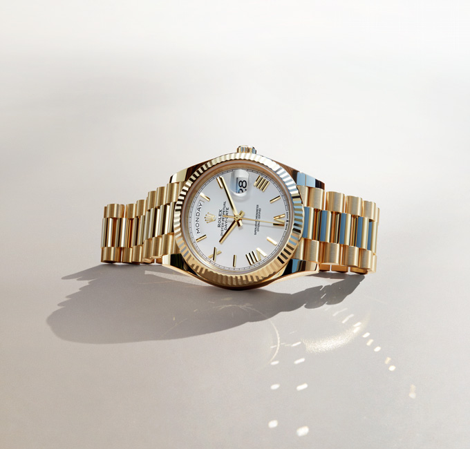 Two-tone Rolex Oyster Perpetual watch with link strap