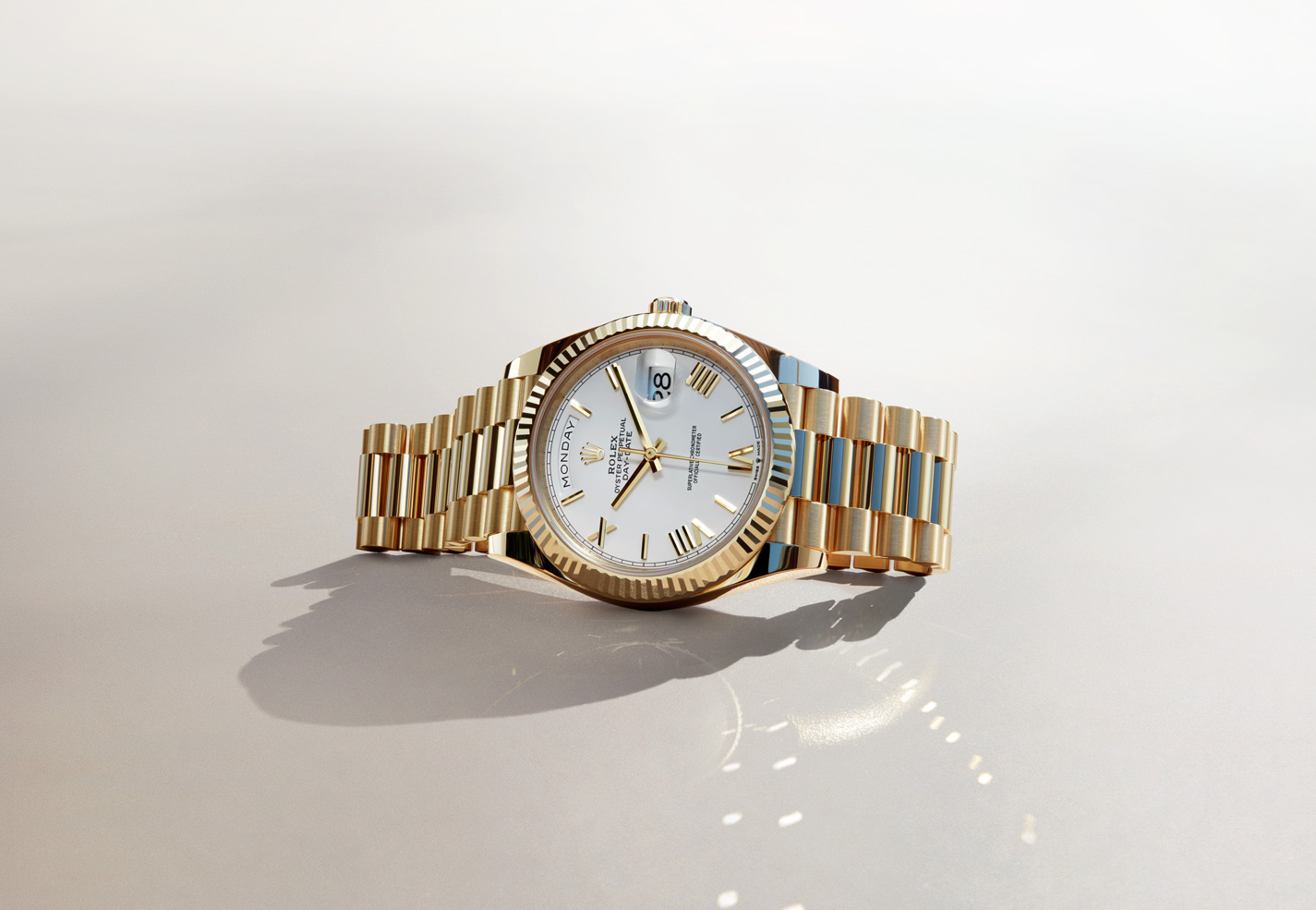 Two-tone Rolex Oyster Perpetual watch with link strap