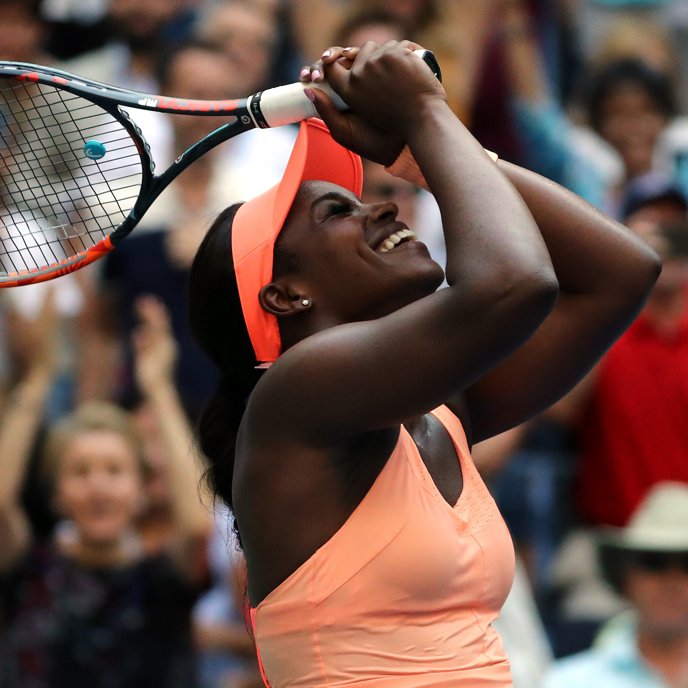 Sloane Stephens holding tennis racket at US Open