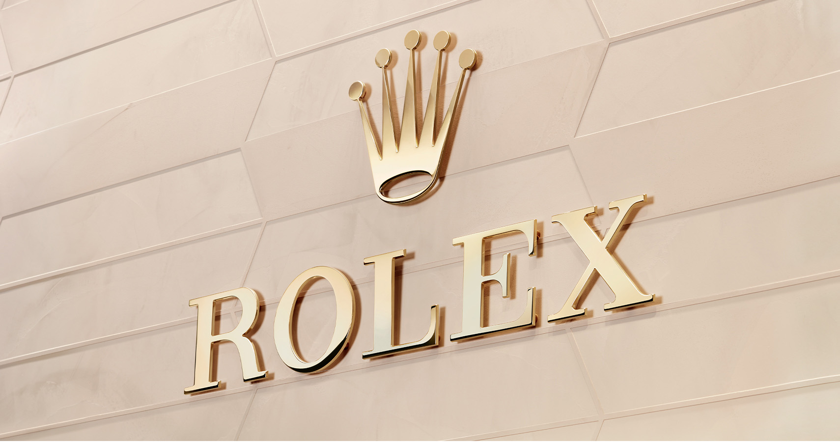 Luxury gold Rolex logo on gold background