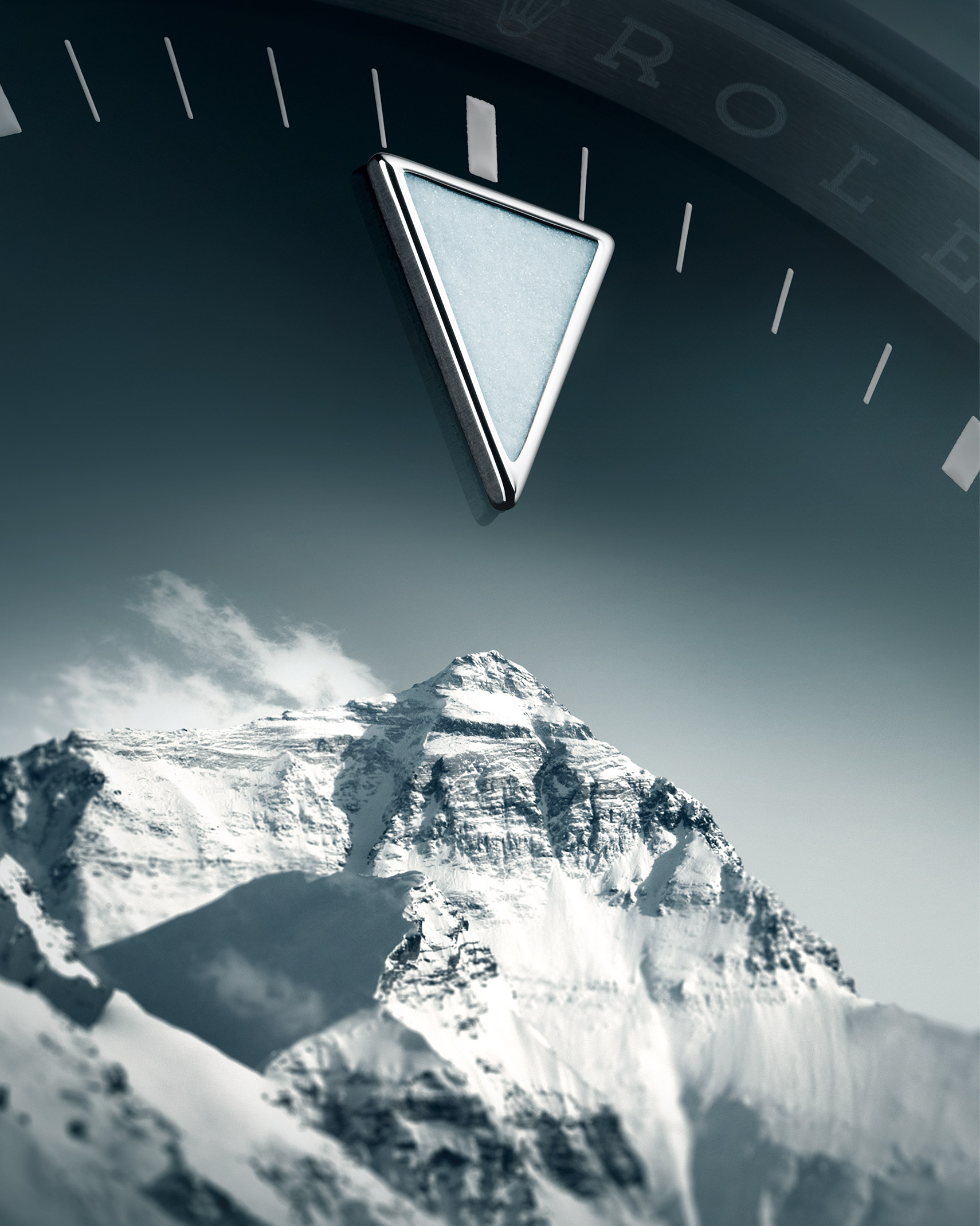 Mountain range on Rolex watch dial
