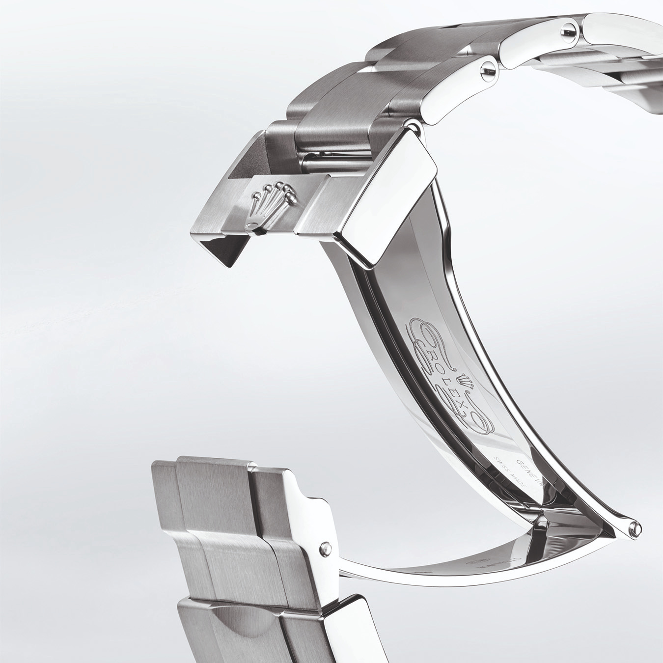 Rolex silver watch clasp with Rolex logo detail