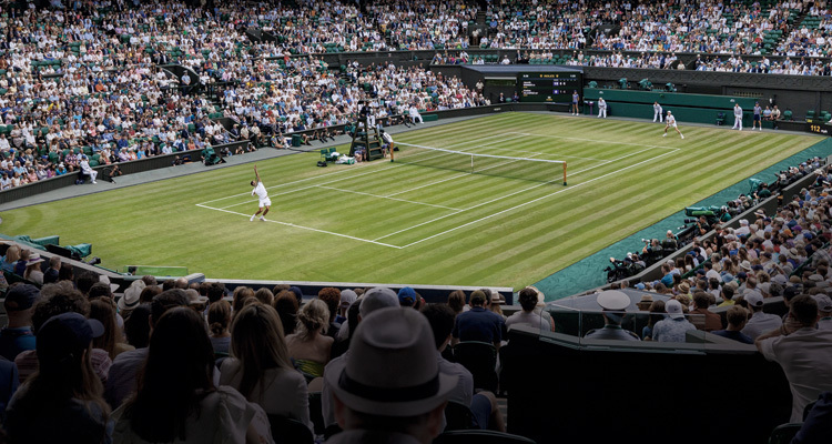 Action shot of tennis at Wimbledon