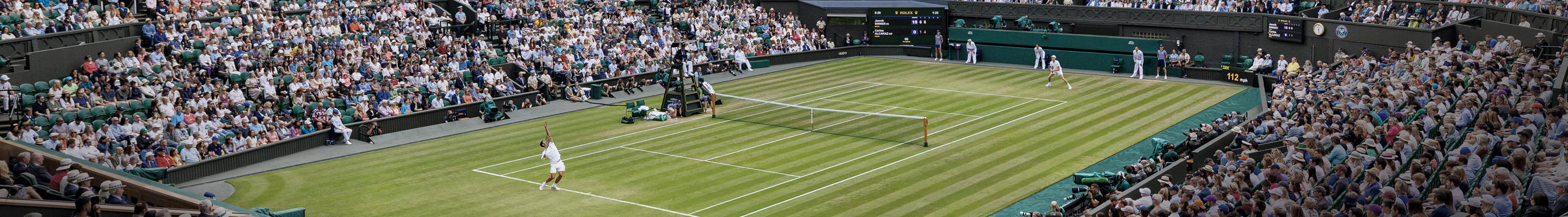 Action shot of tennis at Wimbledon