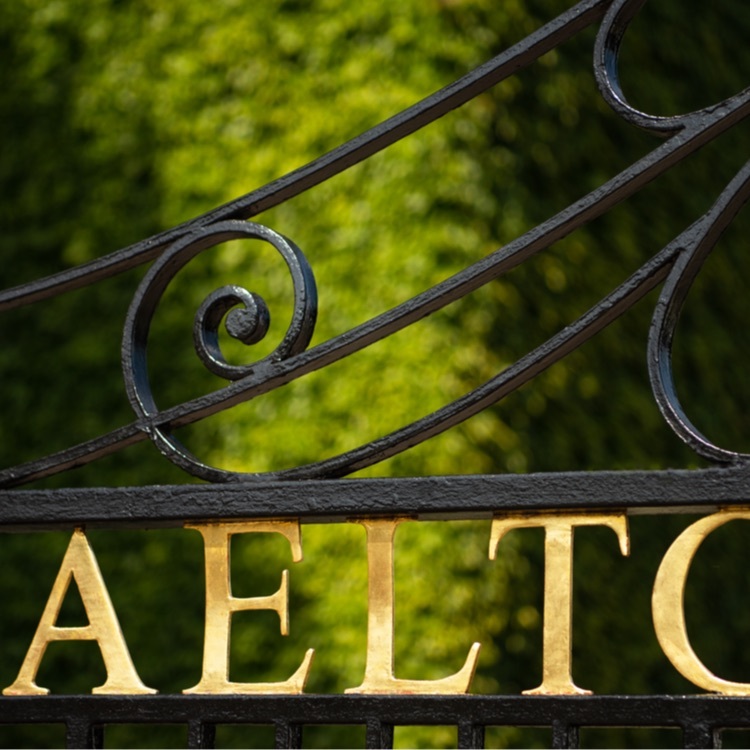 Close up shot of lettering on gate, Wimbledon