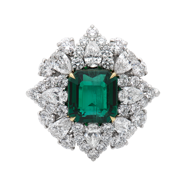 Radiant Cut Emerald and Diamond Ring