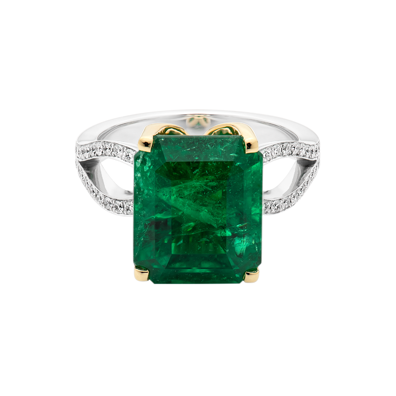 Emerald & Diamond Floral Inspired Ring, 7.75ct