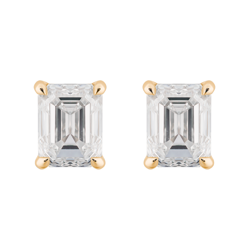Fortuna Emerald Cut Ear Studs, 1ct