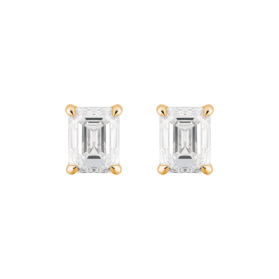 Fortuna Emerald Cut Ear Studs, 1ct