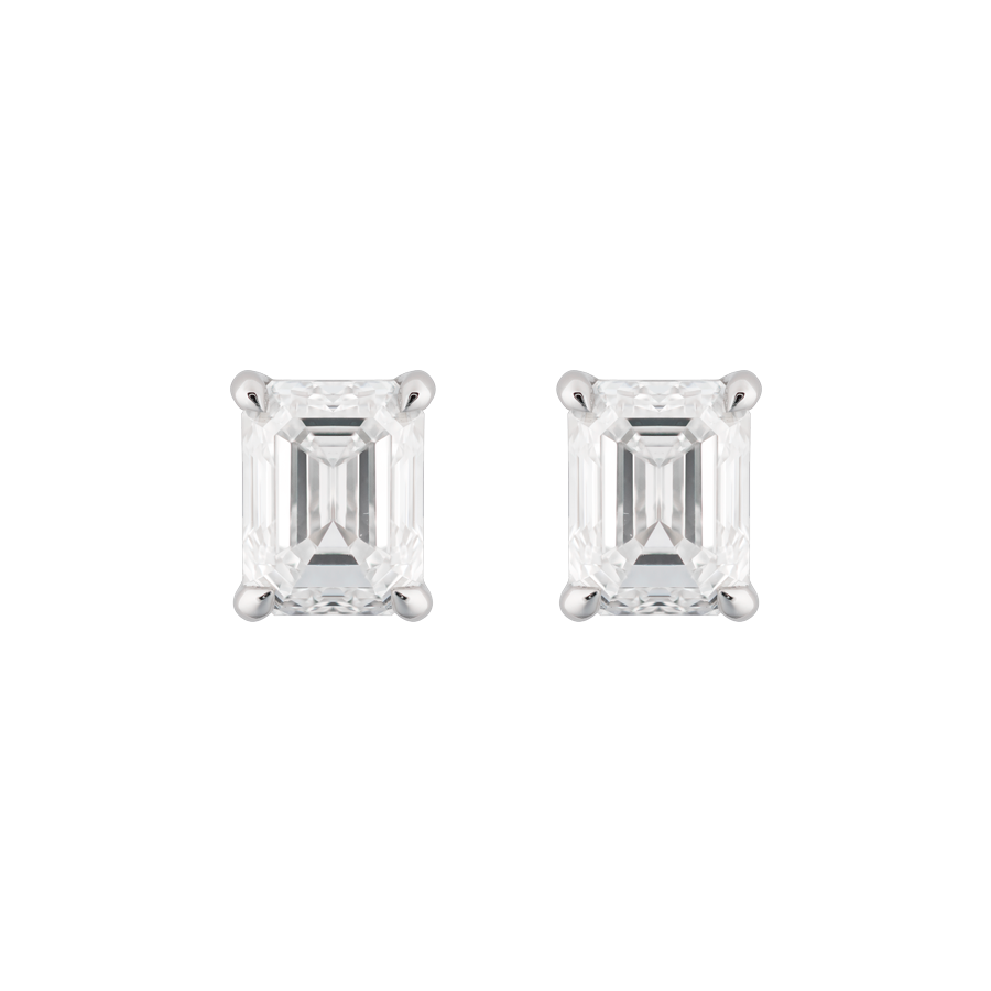 Fortuna Emerald Cut Ear Studs, 1ct