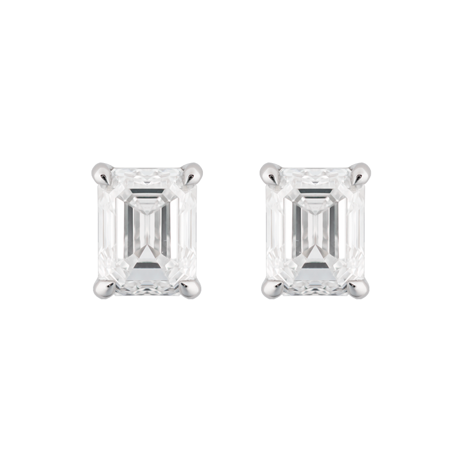 Fortuna Emerald Cut Ear Studs, 2ct