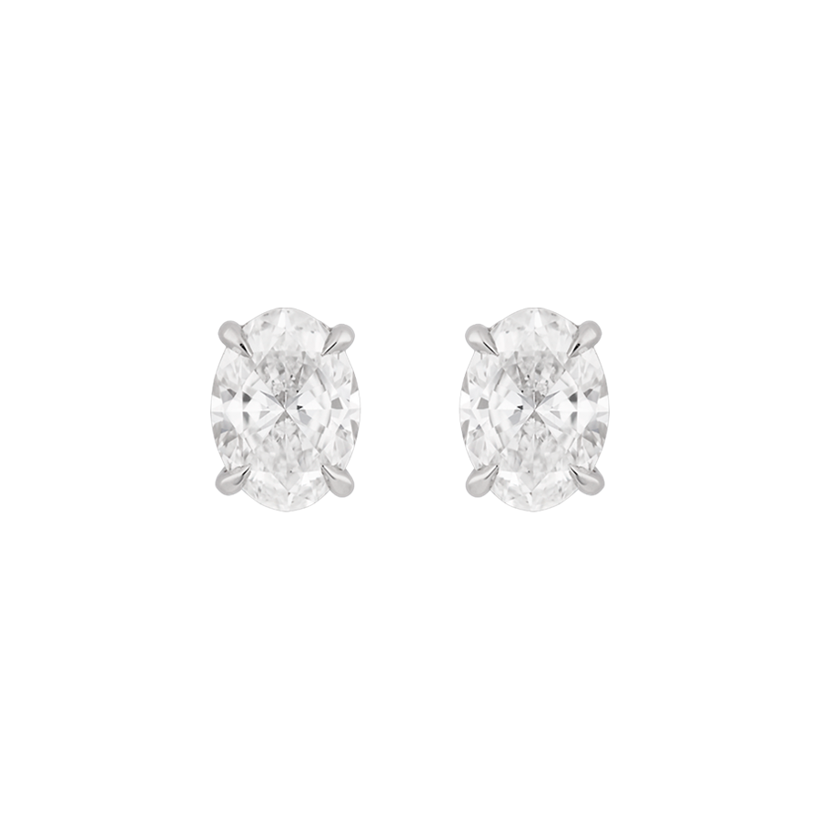 Fortuna Oval Cut Ear Studs, 1ct