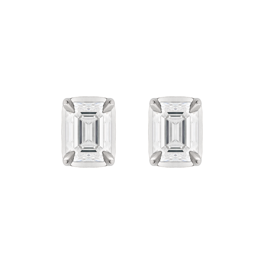 Ely Emerald Cut Ear Studs, 1ct