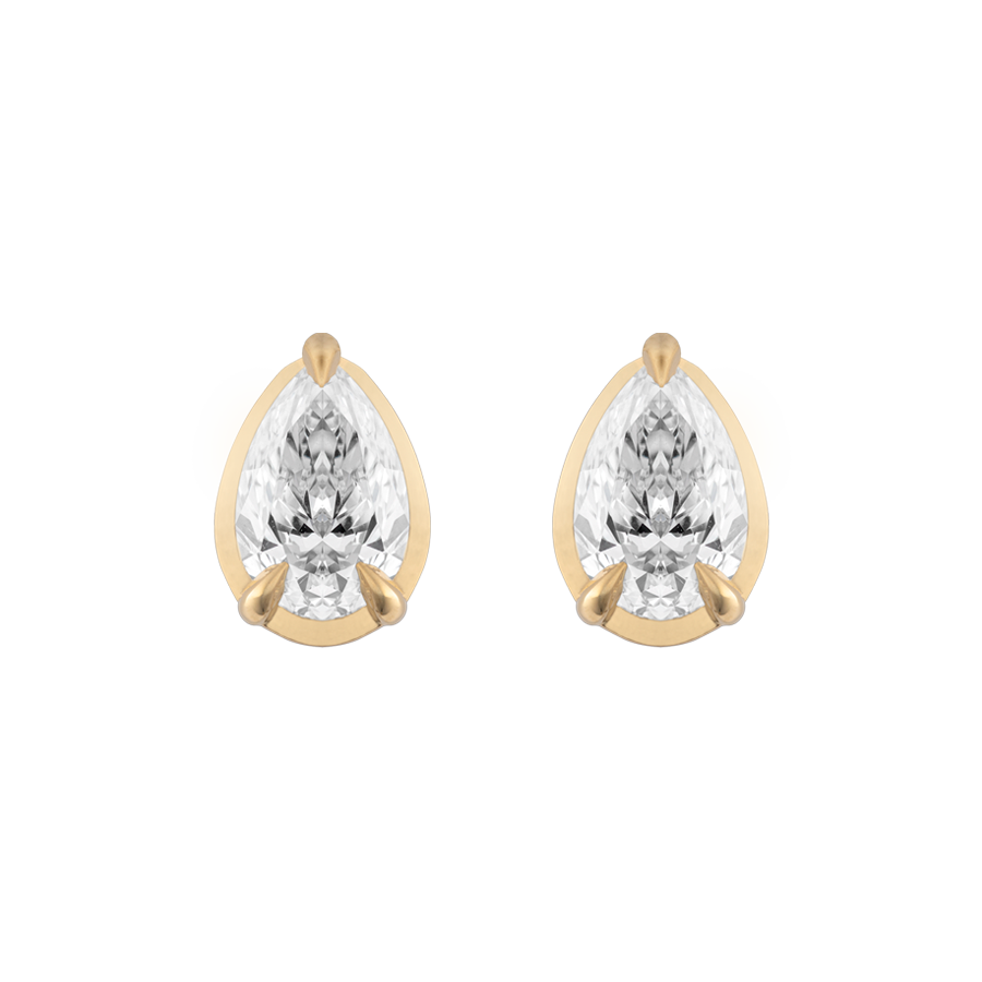 Ely Pear Cut Ear Studs, 1ct