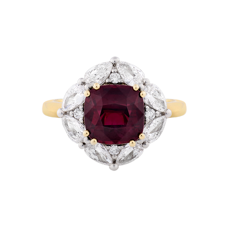 Ruby & Diamond Halo, 3.53ct