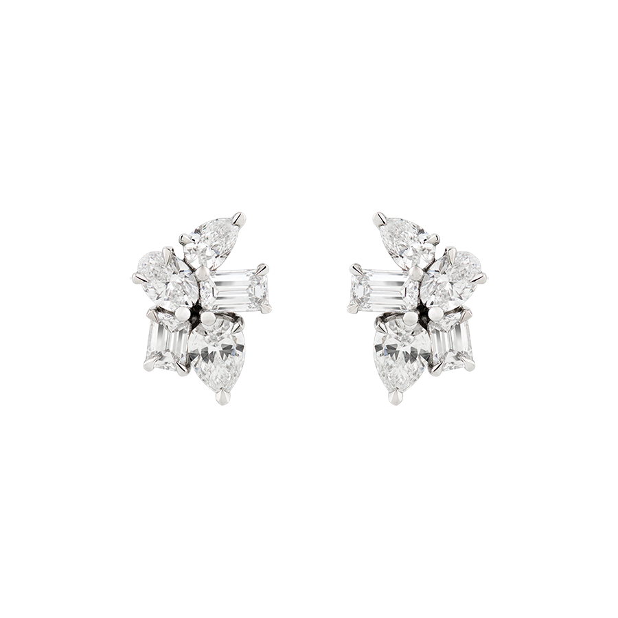 Mosaic Diamond Cluster Earrings