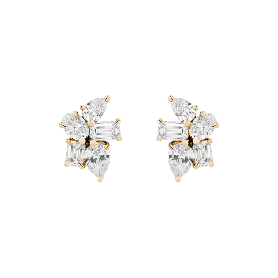 Mosaic Diamond Cluster Earrings