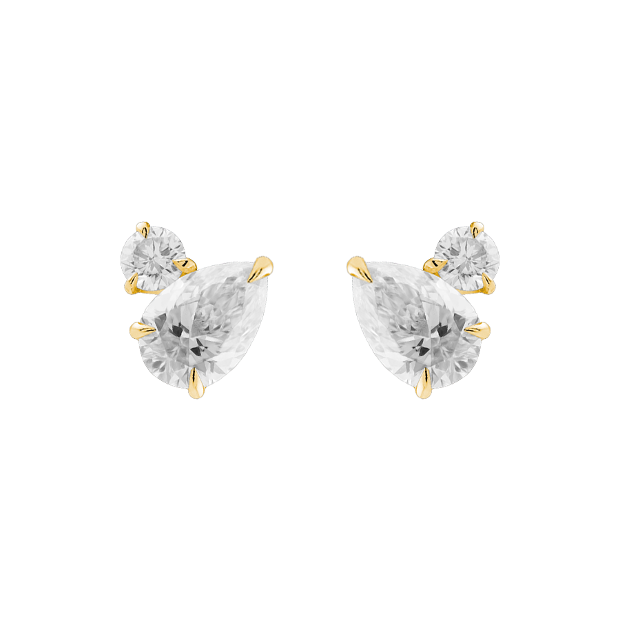 Duet Pear Ear Studs, 1.4ct