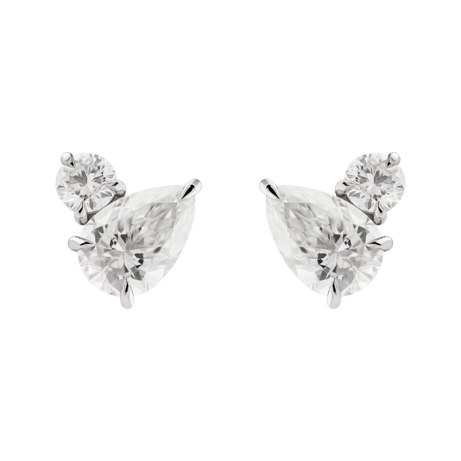 Duet Pear Ear Studs, 2.4ct