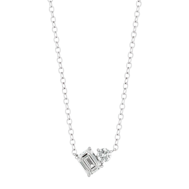 Duet Emerald Cut Pendant, 1.2ct