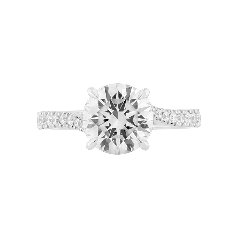 Round Brilliant Fortuna Pave Solitaire Ring, 2.35ct