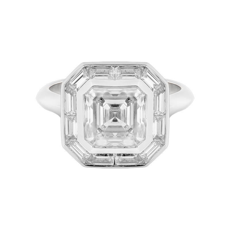Asscher with Baguette Surround Ring