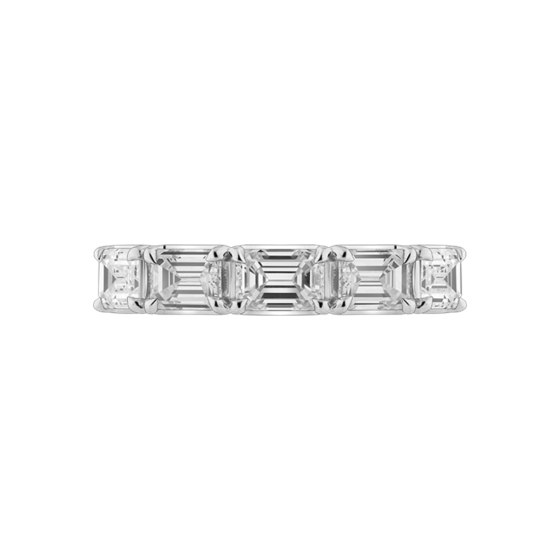 Ely Emerald Cut Eternity Ring, Half Loop