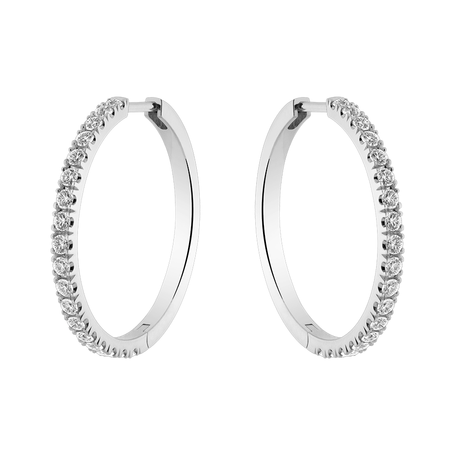 Round Brilliant Cut Diamond Hoops, 0.70cts
