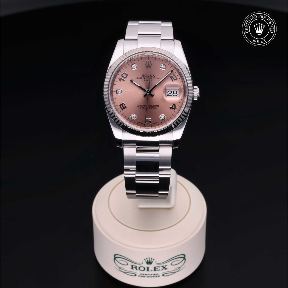 rolex-certified-pre-owned-Oyster Perpetual Date-34 mm-White Rolesor-2012-M115234-0009