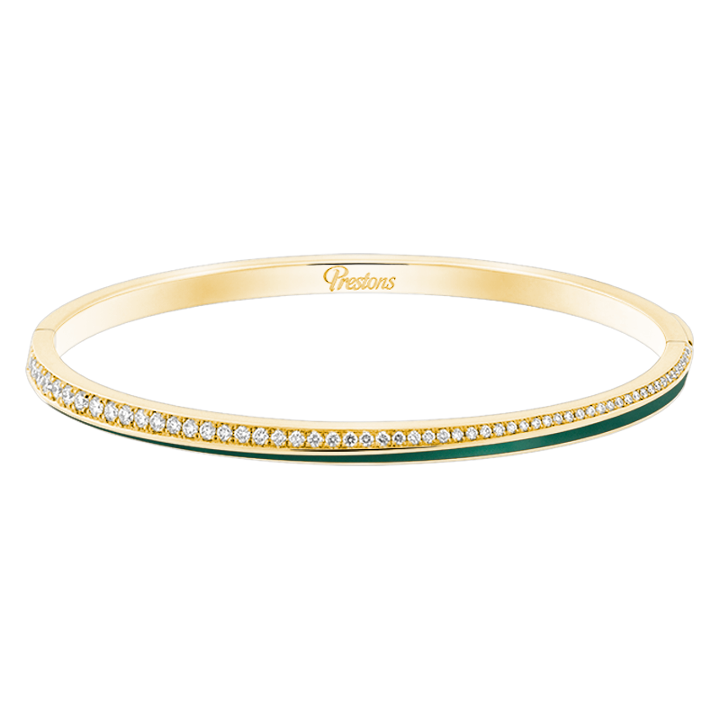 Fortuna Linear Green Enamel Bangle