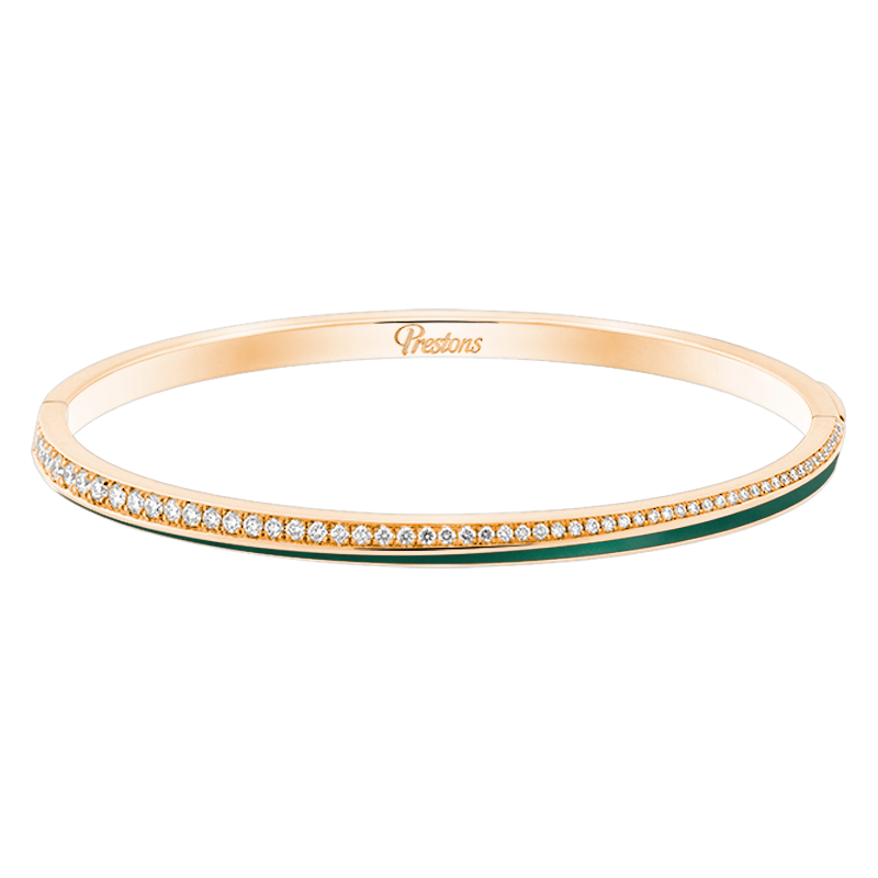 Fortuna Linear Green Enamel Bangle