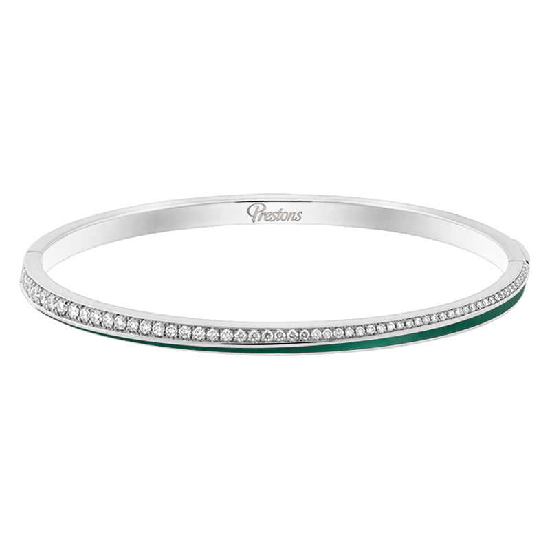 Fortuna Linear Green Enamel Bangle