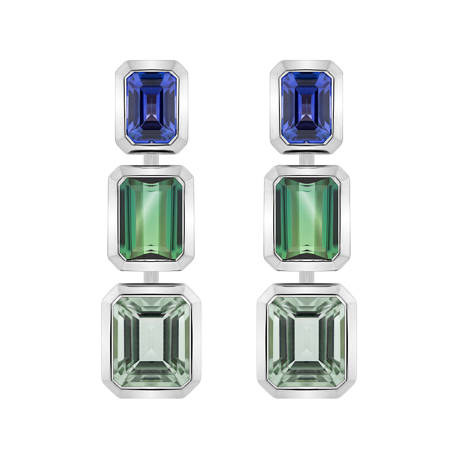 Grace Tanzanite, Tourmaline & Amethyst Drop Earrings