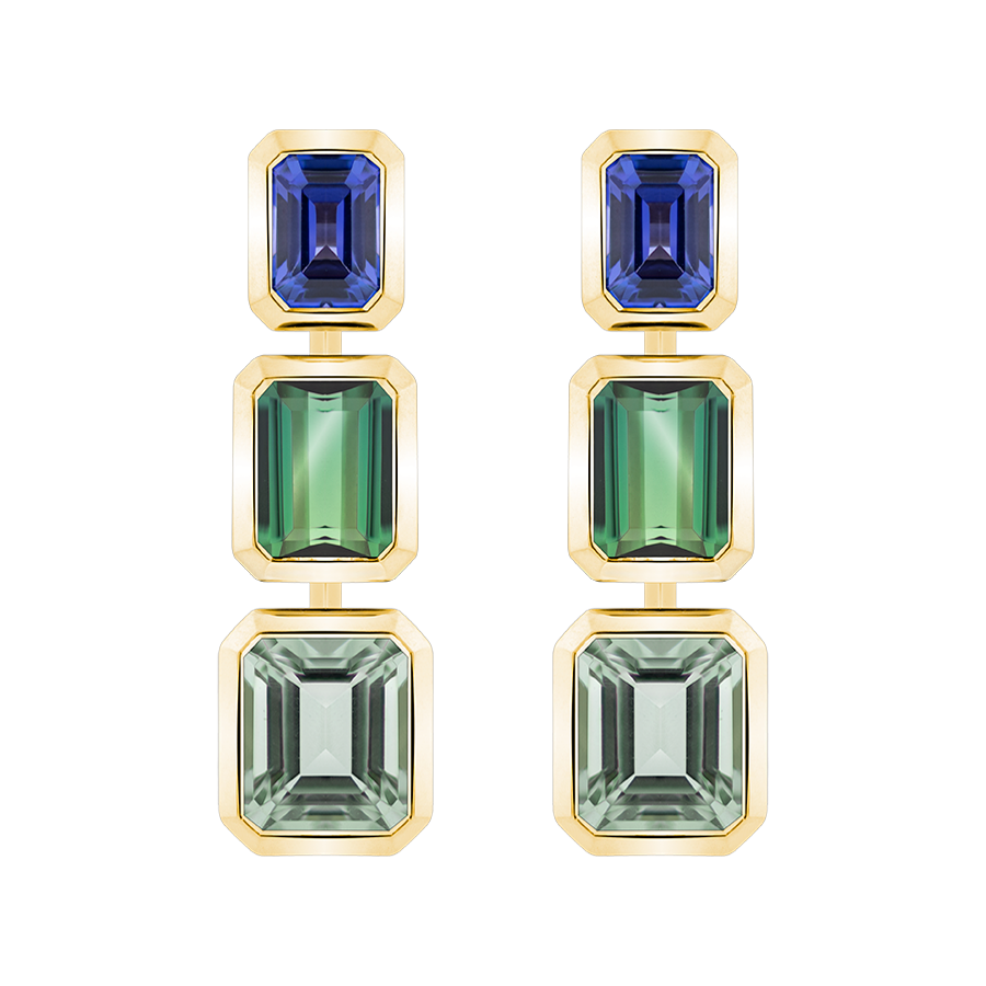 Grace Tanzanite, Tourmaline & Amethyst Drop Earrings