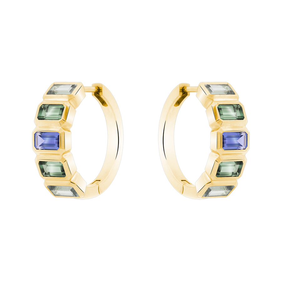 Grace Tanzanite, Tourmaline & Amethyst Hoops