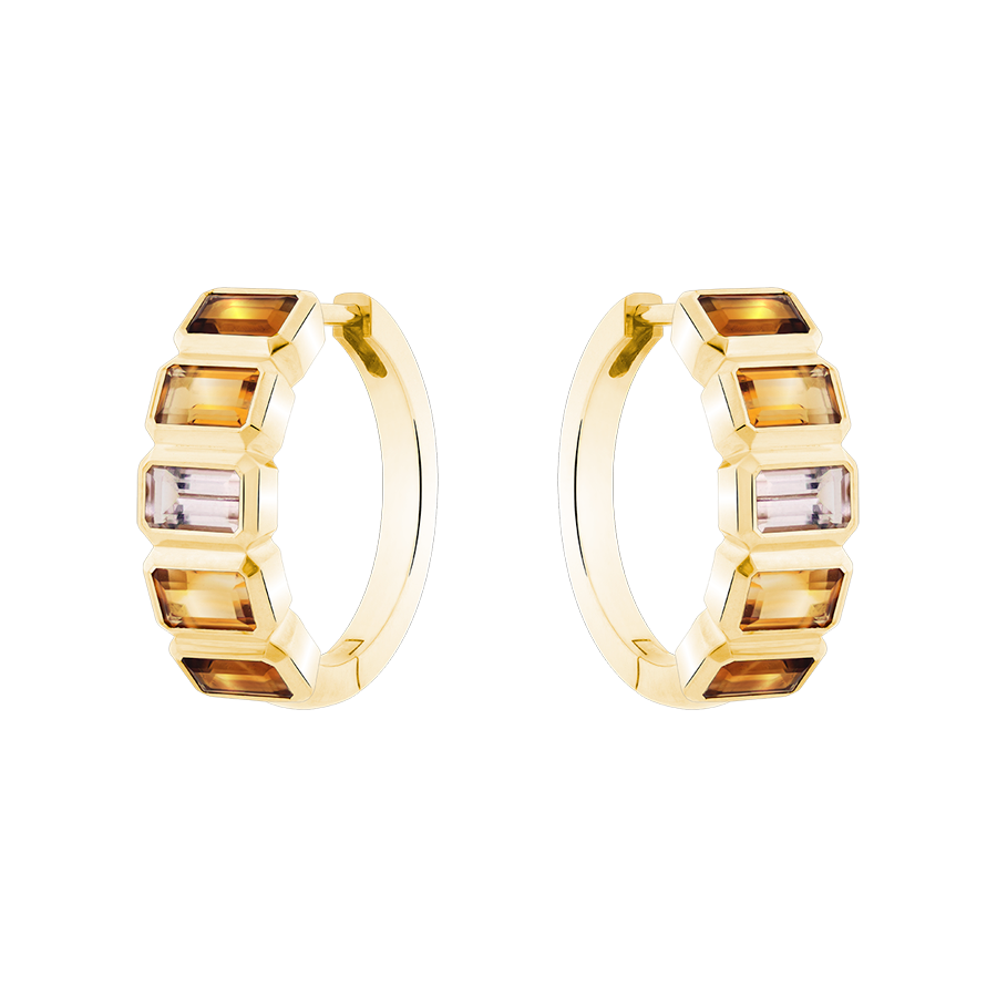 Grace Morganite & Citrine Hoops
