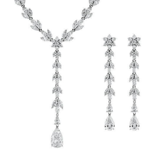 Mixed Cut Necklace & Earring Suite