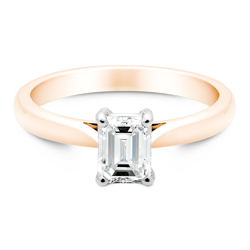 Emerald Cut Solitaire, 18ct Rose Gold