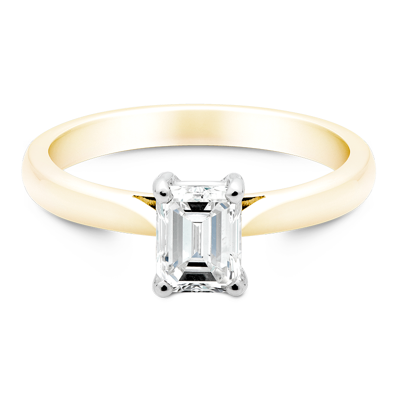 Emerald Cut Solitaire, 18ct Yellow Gold