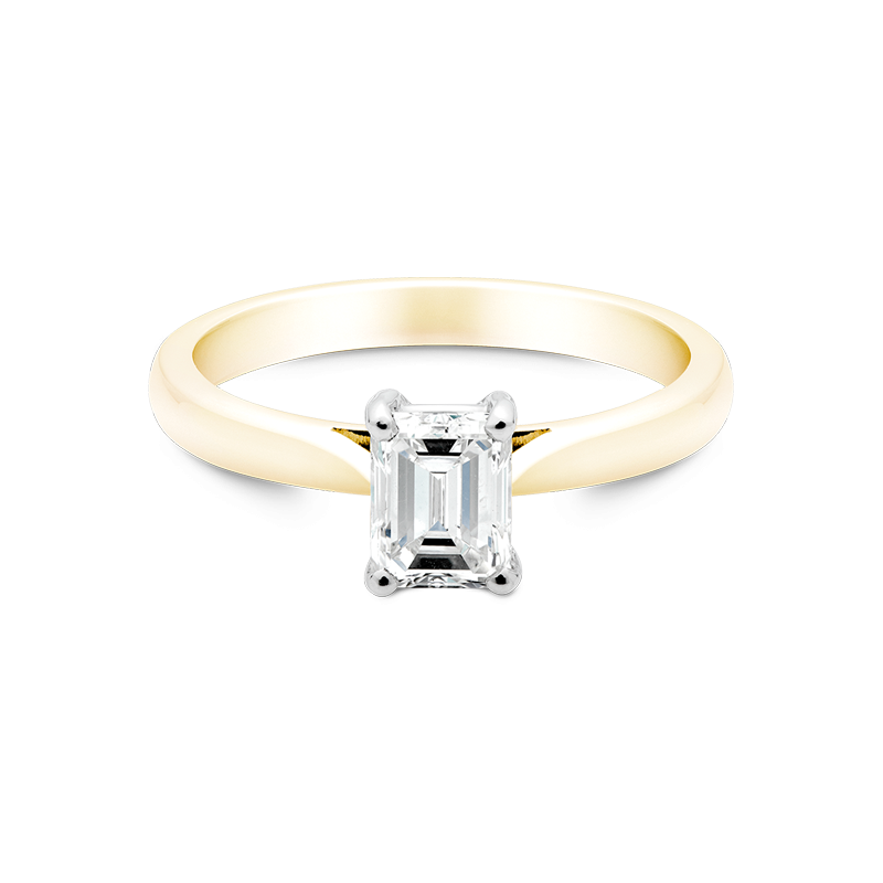 Emerald Cut Solitaire, 18ct Yellow Gold