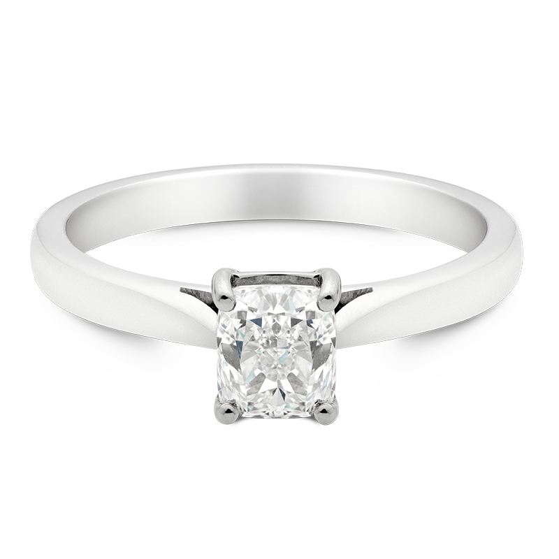 Cushion Cut Solitaire, 18ct White Gold