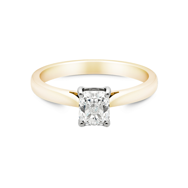 Cushion Cut Solitaire, 18ct Yellow Gold