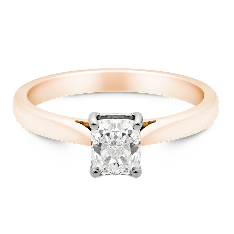 Cushion Cut Solitaire, 18ct Rose Gold