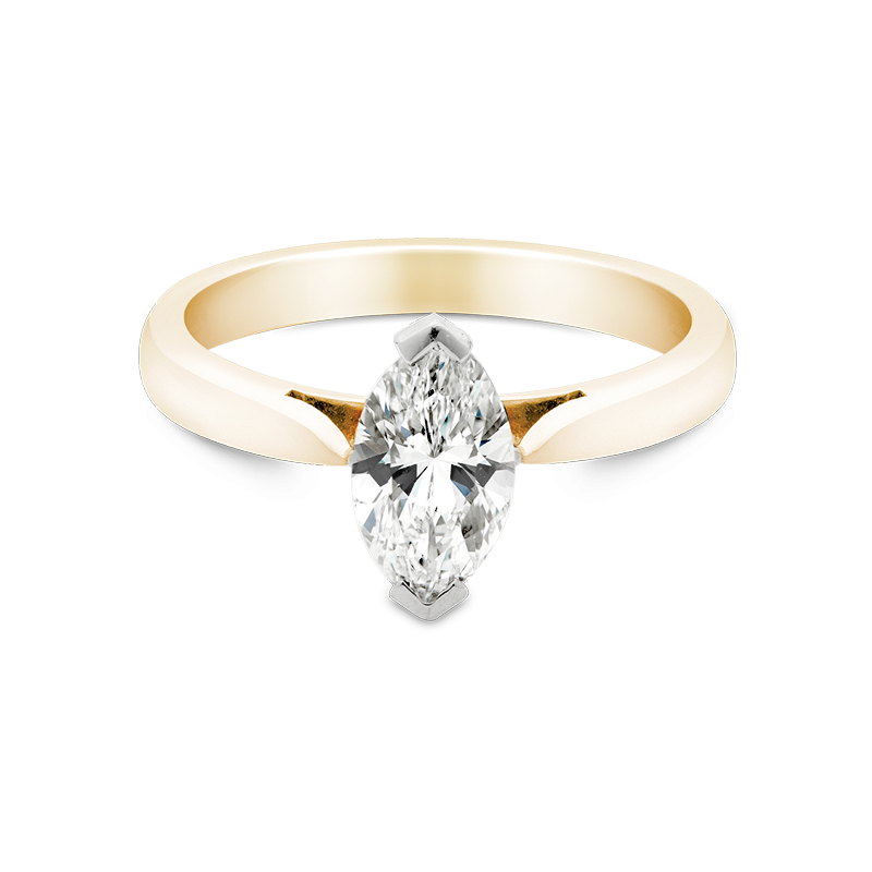 Marquise Cut Solitaire, 18ct Yellow Gold