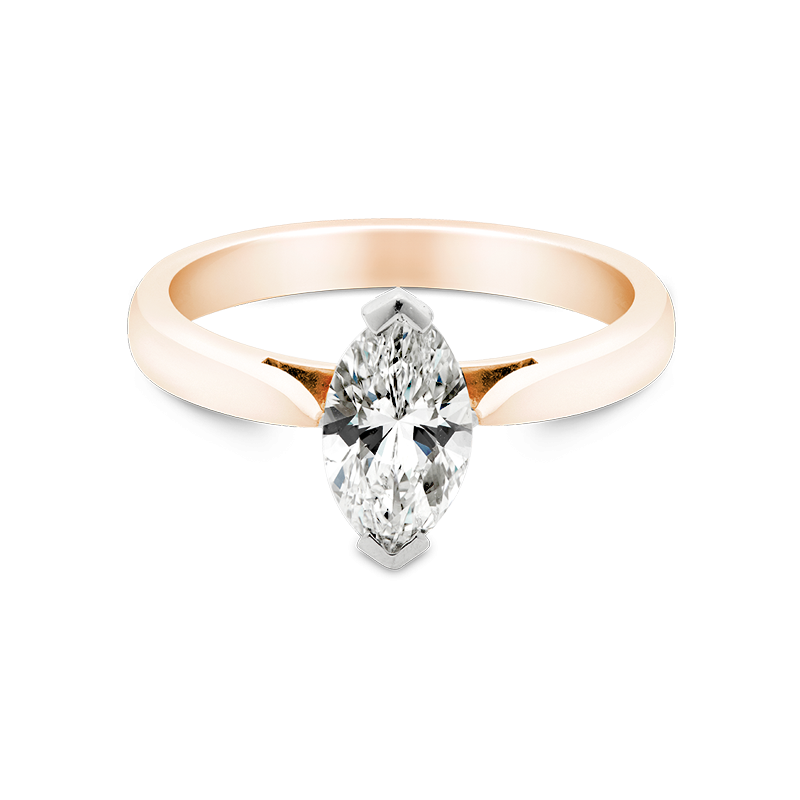 Marquise Cut Solitaire, 18ct Rose Gold