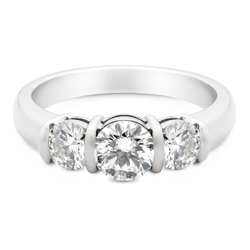 Round Brilliant Cut Trilogy, 18ct White Gold