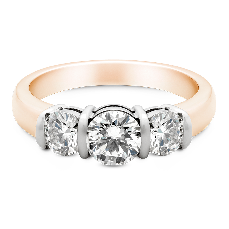 Round Brilliant Cut Trilogy, 18ct Rose Gold