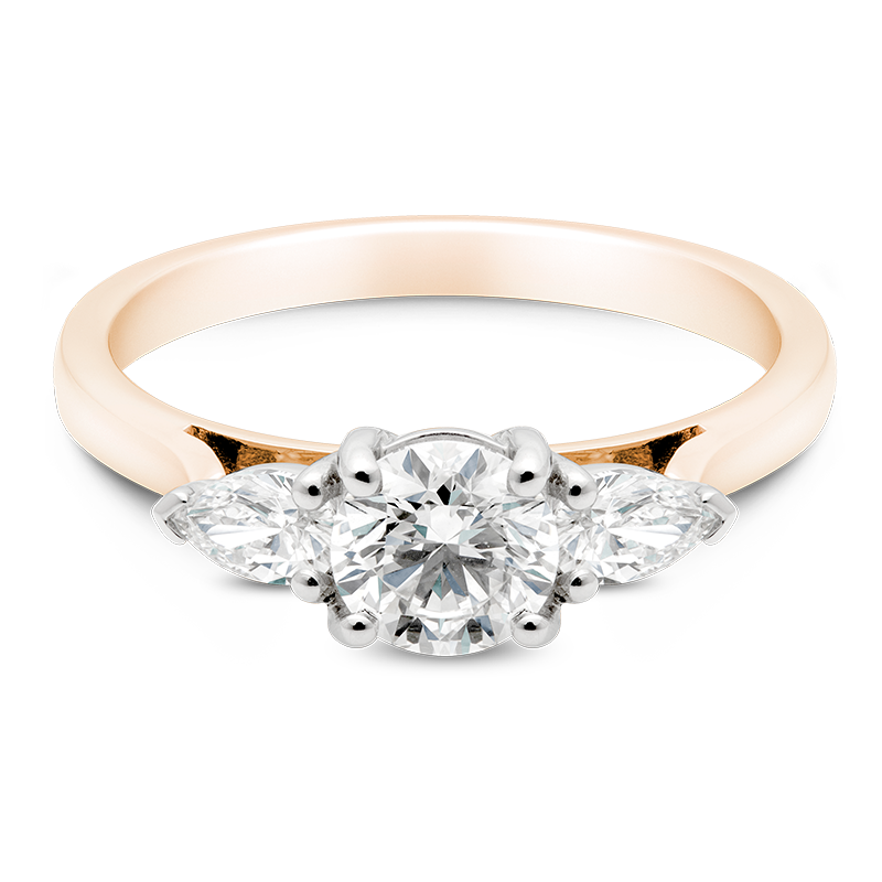 Round Brilliant Cut Trilogy, 18ct Rose Gold